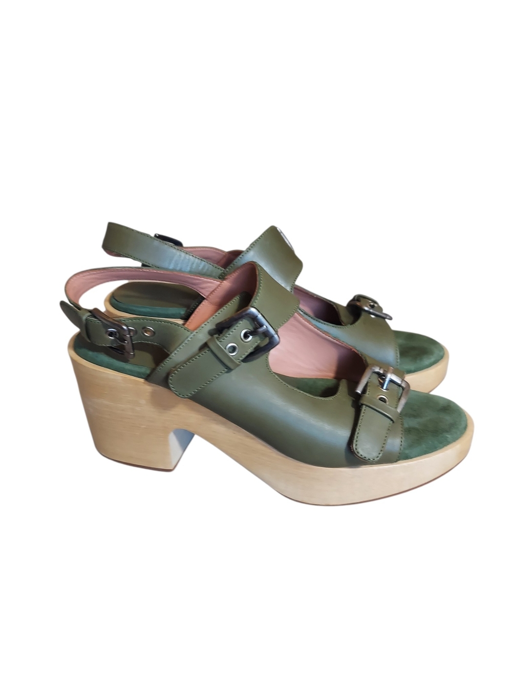 Rachel Comey Olive Green Leather Platform Clog Sandals Sz 9 Made In Peru - Picture 4 of 13